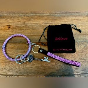 Jaluqelin Kent key chain set, 3 different styles, silver & lavender stones